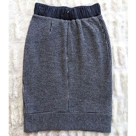 VENA CAVA Wool & Cotton Silk Trim Black & Grey Pinstriped Knit Pencil Skirt Sz S - Picture 6 of 7